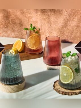 Khen Tonal Stemless Wine Glassware Set of 4